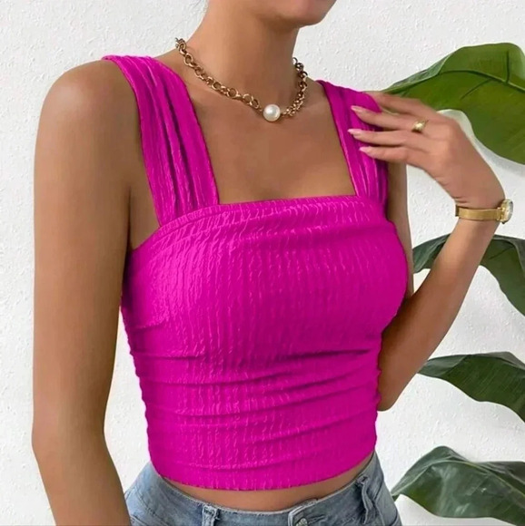 Women Summer Solid Color Textured Casual Tank Top - Picture 3 of 5